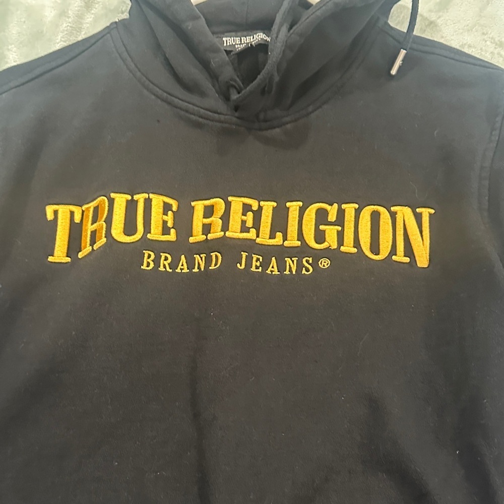 True Religion Black and Gold Hoodie pullover arch logo - Picture 4 of 7
